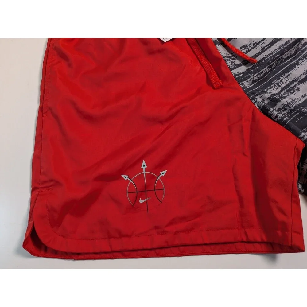 NWT NIKE Woven Flow Summer Hoop Shorts sz M Medium Red Anthracite Gray
